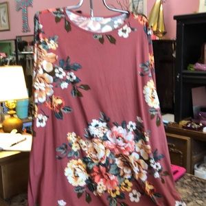 Jodifl DRESS dusty rose floral LG, tulip sleeve